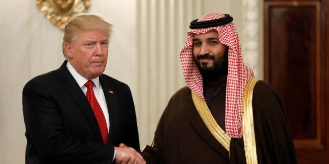 U.S. President Donald Trump and Saudi Deputy Crown Prince and Minister of Defense Mohammed bin Salman meet at the White House  in Washington, U.S., March 14, 2017. REUTERS/Kevin Lamarque
