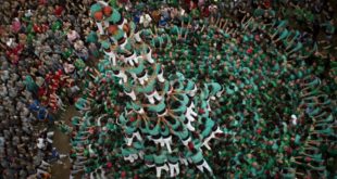 Members of the  Castellers de Villafranca  try to complete their human tower during the 26th Human Tower Competition in Tarragona  Spain  on Sunday  Oct  2  2016  The tradition of building human towers  or Castells  dates back to the 18th century and takes place during festivals in Catalonia  where colles  or teams  compete to build the tallest and most complicated towers  The structure of the castells varies depending on their complexity  A castell is considered completely successful when it is loaded and unloaded without falling apart  The highest castell in history was a 10 floor structure with 3 people in each floor  In 2010 castells were declared by UNESCO one of the Masterpieces of the Oral and Intangible Heritage of Humanity   AP Photo Emilio Morenatti