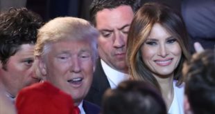 NEW YORK  NY - NOVEMBER 09  Republican president-elect Donald Trump along with his wife Melania Trump  Center-R  greet people in the crowd after delivering his acceptance speech at the New York Hilton Midtown in the early morning hours of November 9  2016 in New York City  Donald Trump defeated Democratic presidential nominee Hillary Clinton to become the 45th president of the United States    Mark Wilson Getty Images AFP    FOR NEWSPAPERS  INTERNET  TELCOS   TELEVISION USE ONLY