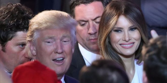 NEW YORK  NY - NOVEMBER 09  Republican president-elect Donald Trump along with his wife Melania Trump  Center-R  greet people in the crowd after delivering his acceptance speech at the New York Hilton Midtown in the early morning hours of November 9  2016 in New York City  Donald Trump defeated Democratic presidential nominee Hillary Clinton to become the 45th president of the United States    Mark Wilson Getty Images AFP    FOR NEWSPAPERS  INTERNET  TELCOS   TELEVISION USE ONLY