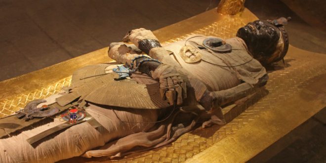 Ancient Egyptian mummy body preserved by mummification