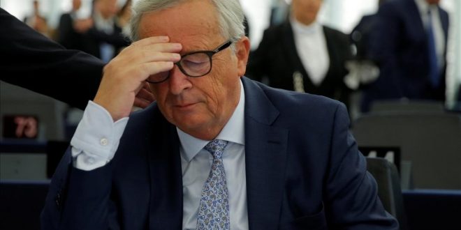 European Commission President Jean-Claude Juncker reacts before a debate on The State of the European Union at the European Parliament in Strasbourg  France  September 12  2018   REUTERS Vincent Kessler